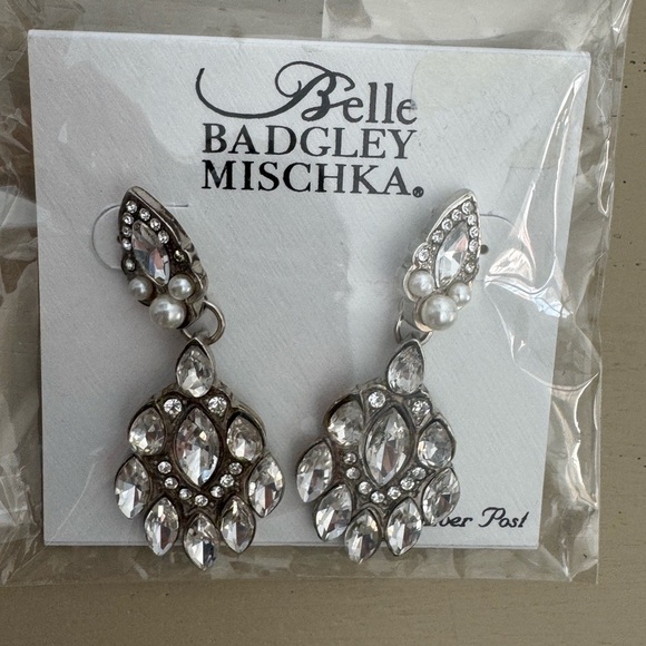 Badgley Mischka Jewelry - Belle Badgley Mischka Statement Earrings With Pearls and Crystals